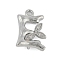 Brass Crystal Rhinestone Letter Links Connector Charms, Real Platinum Plated, Letter E, 15x10x4mm, Hole: 1.2mm and 1.5mm