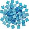 Glitter Glass Cabochons, Mosaic Tiles, for Home Decoration or DIY Crafts, Square, Marine Blue, 20x20x4mm, about 72pcs