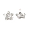 304 Stainlee Steel with Plastic Pearl Studs Earring, Flower, Stainless Steel Color, 24x25mm