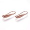 Brass Earring Hooks, with Horizontal Loop, Rose Gold, 20.5x8.5x4mm, Hole: 1.6mm, 20 Gauge, Pin: 0.8mm