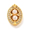 Brass Micro Pave Clear Cubic Zirconia Beads, with ABS Imitation Pearl, Oval, Golden, 12.5x8.5x6mm, Hole: 1.2~1.5mm