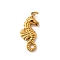 304 Stainless Steel Pendants, Ion Plating(IP), Ocean Theme, Real 18K Gold Plated, Sea Horse, 22x10x3.5mm, Hole: 2.5mm