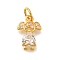 Rack Plating Brass Micro Pave Cubic Zirconia Charms, Lead Free & Cadmium Free, Long-Lasting Plated, Real 18K Gold Plated, Girl with Heart, Clear, 13.5x9x3.5mm, Hole: 3.5mm