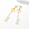 Golden 304 Stainless Steel Dangle Stud Earrings, Tassel Earrings with Imitation Pearl, Flower, 68x15mm