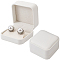 2Pcs PU Leather Rings/Earrings Storage Box with with Lint, Travel Portable Jewelry Case, for Rings/Earrings, Square, White, 7x7x4.5cm