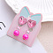 Alloy Plastic Clip-on Earrings for Kid, Platinum, Heart, 40x15mm