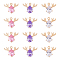 12Pcs 3 Colors Brass Glass Rhinestone Pendants, Long-Lasting Plated, Cadmium Free & Lead Free, Christmas Reindeer/Stag, for Christmas, Mixed Color, 15x20x5mm, Hole: 1.5mm, 4pcs/color