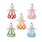 Beaded Angel Charms, Acrylic & Alloy & Glass Seed Beads Pendants, Mixed Color, 48x25mm, Hole: 3x2.5mm