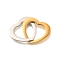 304 Stainless Steel Linking Rings, Heart, Golden & Stainless Steel Color, 39mm, Hole: 14x17mm