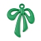 Alloy Pendant, Spray Painted,  Bowknot Charms, Sea Green, 33x26x2.5mm, Hole: 2.5mm