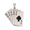 304 Stainless Steel Pendants, with Enamel, Playing Card Charm, Stainless Steel Color, Black, 42x41.5x4mm, Hole: 9x5mm