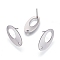 Tarnish Resistant 304 Stainless Steel Stud Earring Findings, Oval, Stainless Steel Color, 22x11mm, Hole: 1.6mm, Pin: 0.7mm