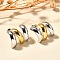 304 Stainless Steel Two Tone Stud Earrings, Triple C-Shaped, Golden & Stainless Steel Color, 16x19.5mm