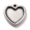 Non-Tarnish 304 Stainless Steel Charms Cabochons Settings, Heart, Stainless Steel Color, Tray: 7.5x8mm, 10.5x10x2mm, Hole: 1mm