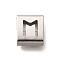 Letter Style 304 Stainless Steel Square Slide Charms, Letter M, 9x8x4mm, Hole: 3.5x8.5mm