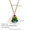 Glass Beaded Christmas Tree Pendant 304 Stainless Steel Satellite Chain Necklaces, Golden, Green, 15.75 inch(40cm)