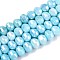 Anti-Tarnish Electroplate Glass Beads Strands, Imitation Gemstone, Rondelle, AB Color Plated, Faceted, Two Tone, Light Sky Blue, 8x6mm, Hole: 1~1.2mm, about 60~62pcs/strand, 14.92~15.16''(37.9~38.5cm)