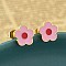 304 Stainless Steel Enamel Stud Earrings, Real 18K Gold Plated, Flower, 8.5x8.8mm
