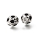 Brass Enamel Beads, Football, Platinum, 8mm, Hole: 1.6mm