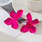 Flower Spray Painted Alloy Stud Earrings, Deep Pink, 72x45mm