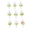Transparent Colours Rainbow Glass Bugle Beads with Imitation Austrian Crystal Beads and 304 Stainless Steel Flat Head Pins and Iridescent Acrylic Bead Caps Pendants, Flower, Flower, 27x14x12mm, Hole: 3mm