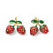 Brass Enamel Pendants, Cadmium Free & Lead Free, Real 18K Gold Plated, Strawberry, 14x16x7.5mm, Hole: 3mm