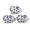 Handmade Porcelain Beads, Heart, Blue and White Porcelain, Sheep, 15.5~16x23~23.5x11~11.5mm, Hole: 1.6~1.8mm