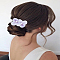 2Pcs Iron Alligator Hair Clips, with Plastic Pearl & Paper Flower, Medium Purple, 67x45x13mm