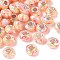 Transparent Resin Rondelle European Beads, with Paillette & Platinum Tone Brass Cores, Large Hole Beads, PeachPuff, 14x8.5mm, Hole: 5mm
