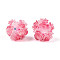 Resin Beads, Round with Flower, with Polymer Clay & Rhinestone, Cerise, 22~26mm, Hole: 2~2.5mm
