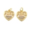 Mother's Day Brass Micro Pave Cubic Zirconia Pendants, Heart with Word Mama Charms, Lead Free & Cadmium Free, Long-Lasting Plated, Rack Plating, with Jump Ring, Real 18K Gold Plated, 14.5x12.5x2.5mm, Hole: 3.5mm