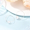 2Pcs Copper Wire Wrapped Shell Pearl Round Bead Finger Rings, Silver, 6~8mm, Inner Diameter: 19mm