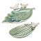 2Pcs 2 Style Ceramic Jewelry Plates, Storage Tray, Leaf, Sea Green, 15~22.6x8.55~13.7x5.55~5.85cm, 1pc/set