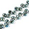 Transparent Glass Beads Strands, Top Drilled Beads, AB Color Plated, Faceted Teardrop, Dark Cyan, Teardrop: 9.5x8mm, Hole: 0.8mm, Beads: 3~4x2.5~3.5mm, about 100pcs/strand, 23.62 inch(60cm)