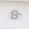 Brass Micro Pave Clear Cubic Zirconia Cuff Rings, Initial Rings for Women, Letter, Platinum, Letter B, Inner Diameter: Adjustable