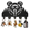 Wood & Iron Wall Mounted Hangers, Decorative Organizer Rack, with 2Pcs Screws, 5 Hooks for Bag Clothes Key Scarf Hanging Holder, Bear, 200x300x7mm.