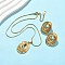 304 Stainless Steel Oval Pendant Necklaces & Stud Earrings Sets for Women, Ion Plating(IP), Golden, 15.87 inch(40.3cm)