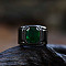 Alloy with Glass Finger Rings for Men, Black, Rectangle, Dark Green, US Size 7(17.3mm)