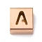 Ion Plating(IP) 304 Stainless Steel Square Slide Charms, Rose Gold, Letter A, 9x8x4mm, Hole: 3.5x8.5mm