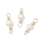 Natural Cultured Freshwater Pearl Potato & Round Electroplate Non-magnetic Synthetic Hematite Beaded Connector Charms, with 304 Stainless Steel Double Loops, Creamy White, Golden, 18.5~19x5.5~6x4~4.5mm, Hole: 2~2.8mm