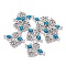 Alloy Enamel Chandelier Component Links, Cadmium Free & Lead Free, Rhombus, Antique Silver Metal Color, Dodger Blue, 35x29x3mm, Hole: 1.5mm