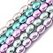 Electroplated Synthetic Non-magnetic Hematite Beads Strands, Oval, Mixed Color, 6x4.5mm, Hole: 1mm, about 68pcs/strand, 15.12''(38.4cm)