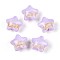 Transparent Resin Enamel Beads, Hand Drawn Beads, Star, with Gold Foil, Lilac, 18.5x20.5x14.5mm, Hole: 2.2mm