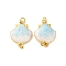 304 Stainless Steel Light Cyan Enamel Shell Shape Connector Charms, with Jump Rings, Ion Plating(IP), Real 18K Gold Plated, 17.5x13.5x3.5mm, Hole: 2.5mm