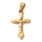 201 Stainless Steel Pendants, Crucifix Cross Charms, PVD Vacuum Plating, Golden, 27x17x2.5mm, Hole: 6.5x3.5mm
