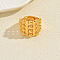 Hollow Geometric Adjustable Brass Finger Rings for Women, Golden, Inner Diameter: 16mm~18mm
