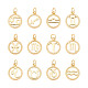 Superfindings 12 styles laiton douze constellation pendentif 14.5x12mm doré plat rond avec signe du zodiaque bijoux breloques micro pave cubique zircone breloquese pour bricolage bracelets fabrication de colliers KK-FH0004-40-1