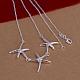 Popular Silver Color Plated Brass Three Starfish Pendant Necklaces For Women NJEW-BB12778-3