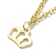 201 Stainless Steel Heart & Crown Charms Bracelet with 304 Stainless Steel Chains for Women BJEW-C019-30G-3
