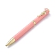 格納式ボールペンを回します  アクリル模造真珠フラワーブラックインクボールペン  スタイリッシュな事務用品  ピンク  13.1x0.95cm AJEW-K026-05D-1